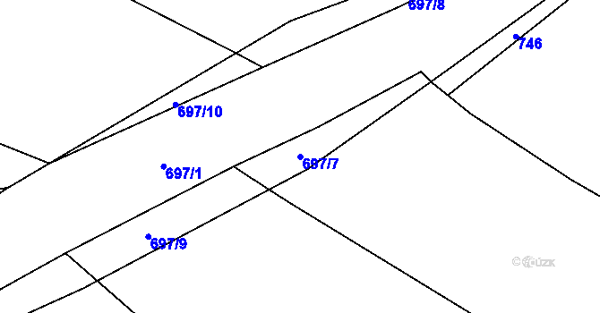 Parcela st. 697/7 v KÚ Vlkov u Jaroměře, Katastrální mapa