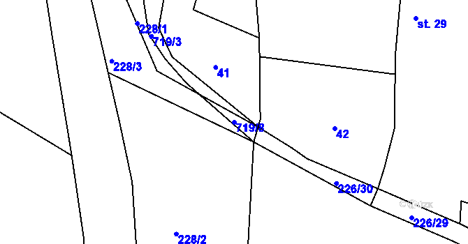 Parcela st. 719/8 v KÚ Vlkov u Jaroměře, Katastrální mapa