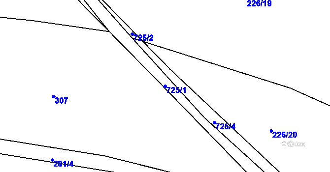 Parcela st. 725/1 v KÚ Vlkov u Jaroměře, Katastrální mapa