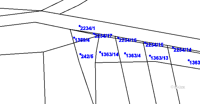 Parcela st. 1363/14 v KÚ Vlkov u Jaroměře, Katastrální mapa