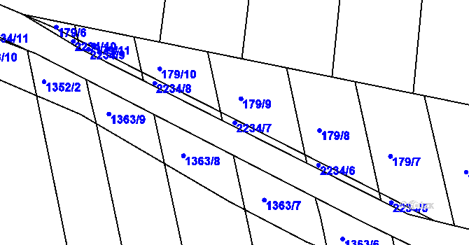 Parcela st. 2234/7 v KÚ Vlkov u Jaroměře, Katastrální mapa