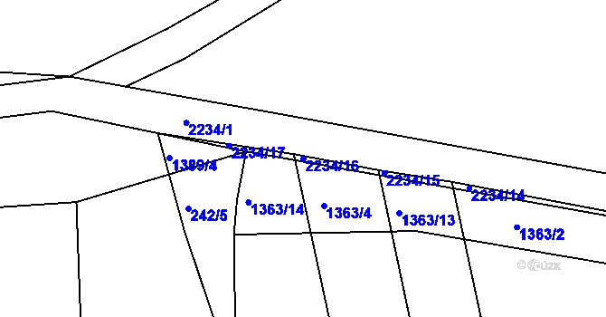 Parcela st. 2234/16 v KÚ Vlkov u Jaroměře, Katastrální mapa