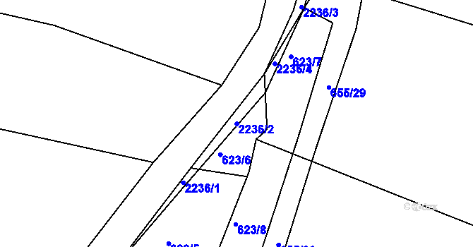 Parcela st. 2236/2 v KÚ Vlkov u Jaroměře, Katastrální mapa