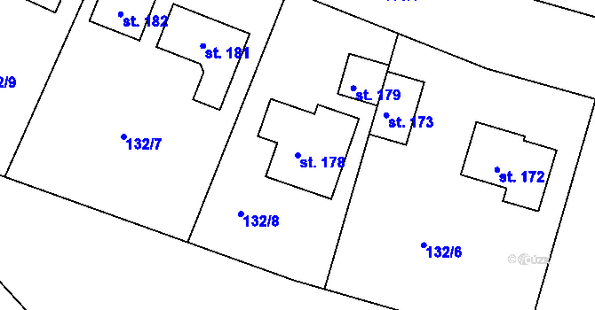 Parcela st. 178 v KÚ Vlkov u Jaroměře, Katastrální mapa
