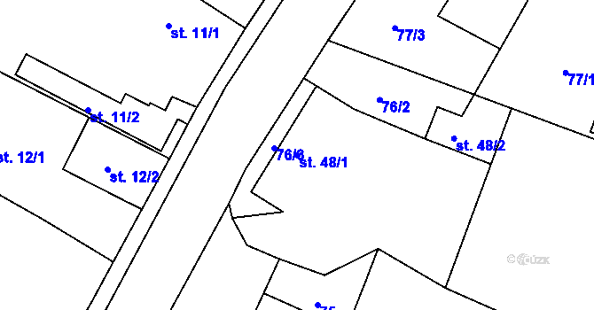 Parcela st. 48/1 v KÚ Vlkov u Jaroměře, Katastrální mapa