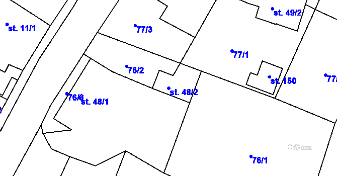 Parcela st. 48/2 v KÚ Vlkov u Jaroměře, Katastrální mapa