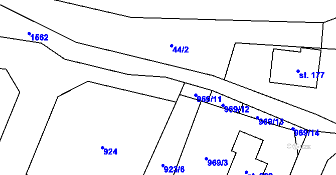 Parcela st. 969/10 v KÚ Vlkov u Osové Bítýšky, Katastrální mapa