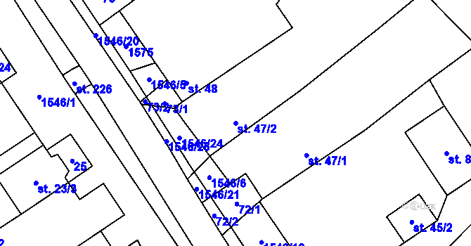 Parcela st. 47/2 v KÚ Vlkov u Osové Bítýšky, Katastrální mapa