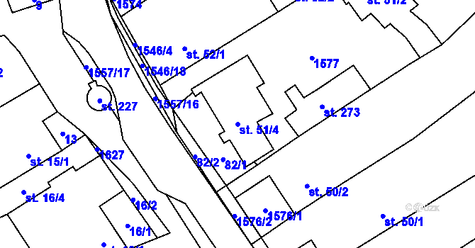 Parcela st. 51/4 v KÚ Vlkov u Osové Bítýšky, Katastrální mapa