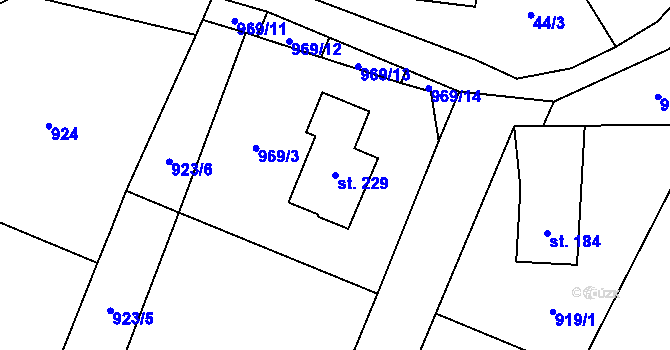 Parcela st. 229 v KÚ Vlkov u Osové Bítýšky, Katastrální mapa