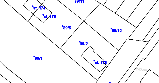 Parcela st. 89/6 v KÚ Vlkov u Osové Bítýšky, Katastrální mapa