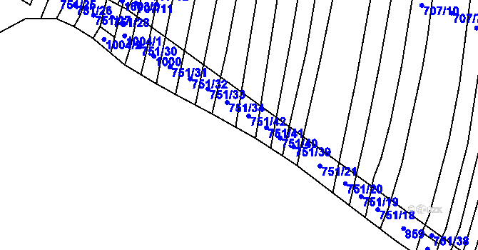 Parcela st. 751 v KÚ Vlkov u Osové Bítýšky, Katastrální mapa