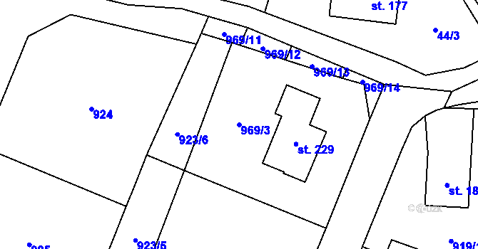 Parcela st. 969/3 v KÚ Vlkov u Osové Bítýšky, Katastrální mapa