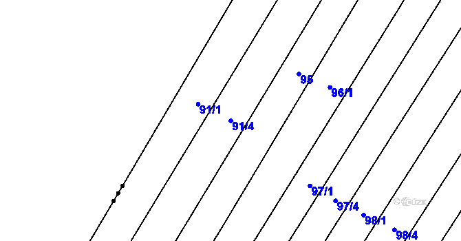 Parcela st. 91/4 v KÚ Vlkov u Osové Bítýšky, Katastrální mapa