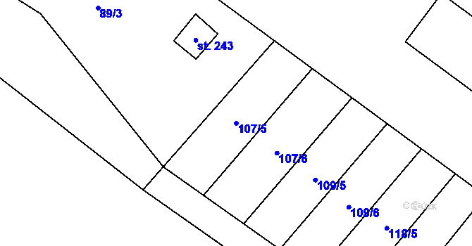 Parcela st. 107/5 v KÚ Vlkov u Osové Bítýšky, Katastrální mapa