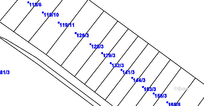 Parcela st. 129/3 v KÚ Vlkov u Osové Bítýšky, Katastrální mapa