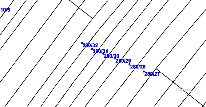 Parcela st. 280/30 v KÚ Vlkov u Osové Bítýšky, Katastrální mapa