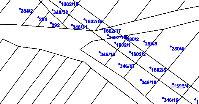 Parcela st. 346/16 v KÚ Vlkov u Osové Bítýšky, Katastrální mapa