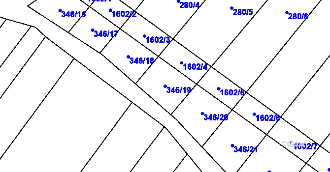 Parcela st. 346/19 v KÚ Vlkov u Osové Bítýšky, Katastrální mapa