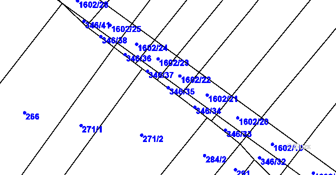 Parcela st. 346/35 v KÚ Vlkov u Osové Bítýšky, Katastrální mapa