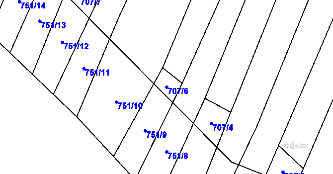 Parcela st. 707/6 v KÚ Vlkov u Osové Bítýšky, Katastrální mapa
