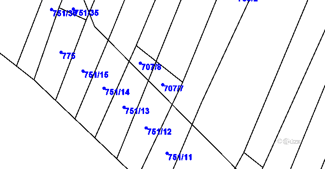 Parcela st. 707/7 v KÚ Vlkov u Osové Bítýšky, Katastrální mapa