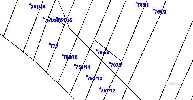 Parcela st. 707/8 v KÚ Vlkov u Osové Bítýšky, Katastrální mapa