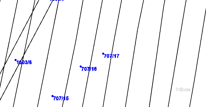 Parcela st. 707/17 v KÚ Vlkov u Osové Bítýšky, Katastrální mapa