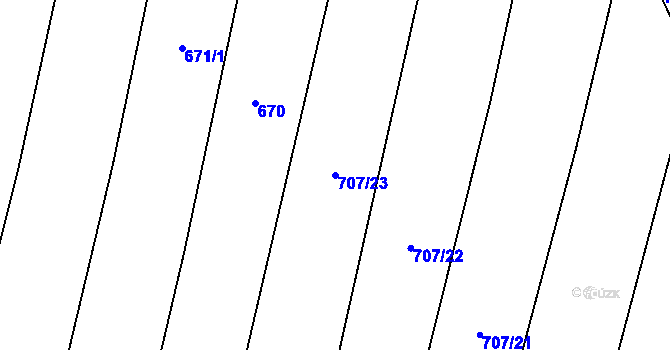 Parcela st. 707/23 v KÚ Vlkov u Osové Bítýšky, Katastrální mapa