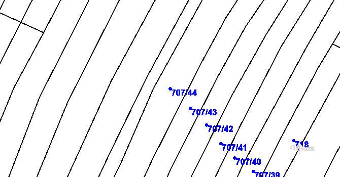 Parcela st. 707/44 v KÚ Vlkov u Osové Bítýšky, Katastrální mapa