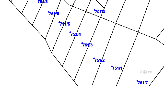 Parcela st. 751/3 v KÚ Vlkov u Osové Bítýšky, Katastrální mapa