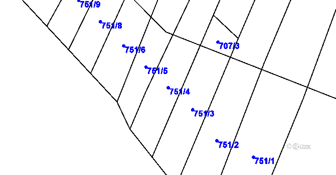 Parcela st. 751/4 v KÚ Vlkov u Osové Bítýšky, Katastrální mapa