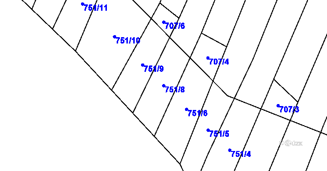 Parcela st. 751/8 v KÚ Vlkov u Osové Bítýšky, Katastrální mapa