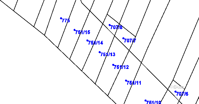 Parcela st. 751/13 v KÚ Vlkov u Osové Bítýšky, Katastrální mapa