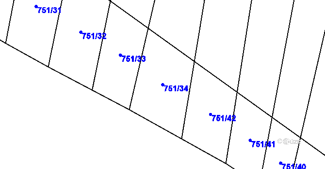 Parcela st. 751/34 v KÚ Vlkov u Osové Bítýšky, Katastrální mapa
