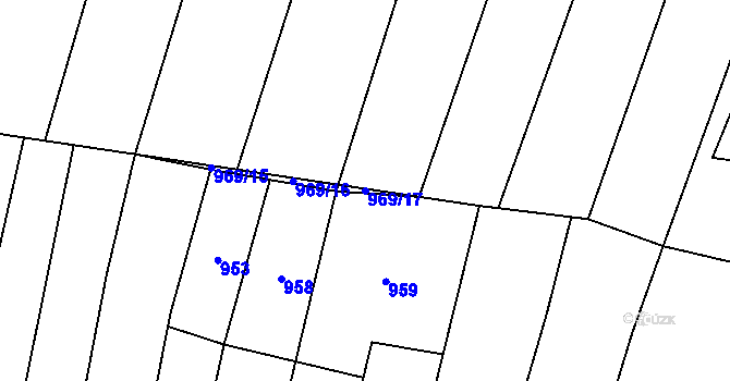 Parcela st. 969/17 v KÚ Vlkov u Osové Bítýšky, Katastrální mapa