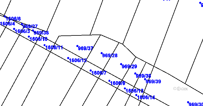Parcela st. 969/28 v KÚ Vlkov u Osové Bítýšky, Katastrální mapa
