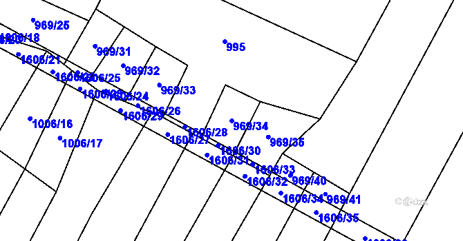 Parcela st. 969/34 v KÚ Vlkov u Osové Bítýšky, Katastrální mapa