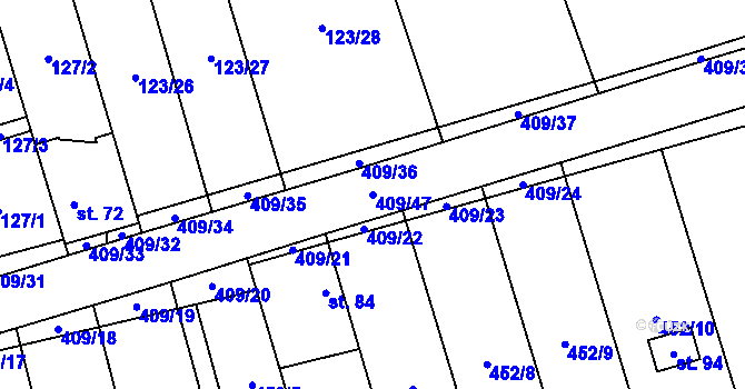 Parcela st. 409/47 v KÚ Vlkov pod Oškobrhem, Katastrální mapa