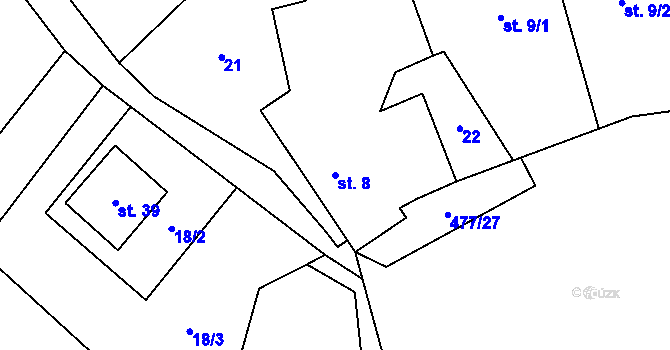 Parcela st. 8 v KÚ Martinov u Mariánských Lázní, Katastrální mapa