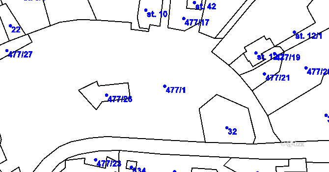 Parcela st. 477/1 v KÚ Martinov u Mariánských Lázní, Katastrální mapa