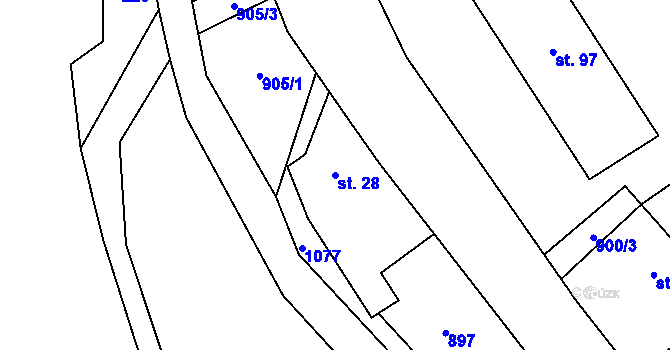 Parcela st. 28 v KÚ Dolejší Kunčice, Katastrální mapa