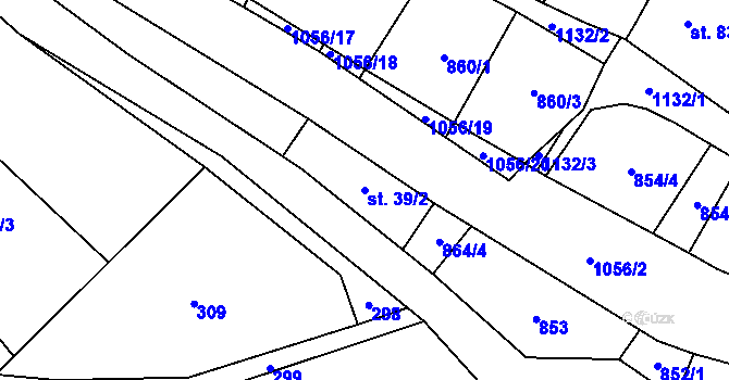 Parcela st. 39/2 v KÚ Dolejší Kunčice, Katastrální mapa