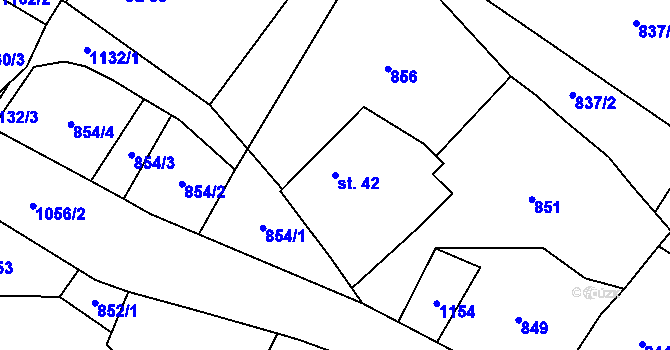 Parcela st. 42 v KÚ Dolejší Kunčice, Katastrální mapa