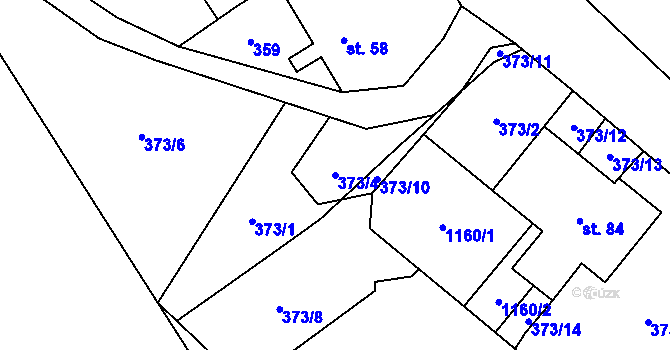 Parcela st. 373/4 v KÚ Dolejší Kunčice, Katastrální mapa