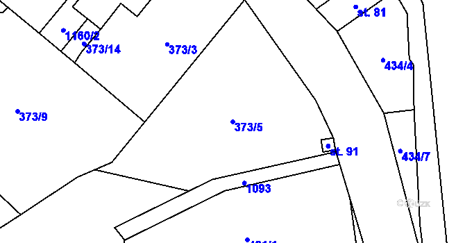 Parcela st. 373/5 v KÚ Dolejší Kunčice, Katastrální mapa