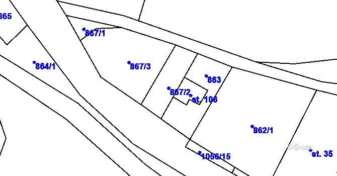Parcela st. 867/2 v KÚ Dolejší Kunčice, Katastrální mapa