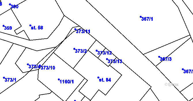 Parcela st. 373/12 v KÚ Dolejší Kunčice, Katastrální mapa