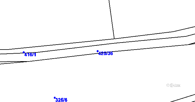 Parcela st. 425/36 v KÚ Dolejší Kunčice, Katastrální mapa