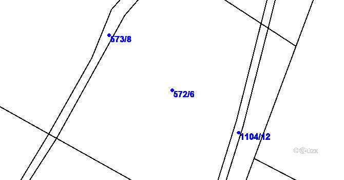 Parcela st. 572/6 v KÚ Dolejší Kunčice, Katastrální mapa